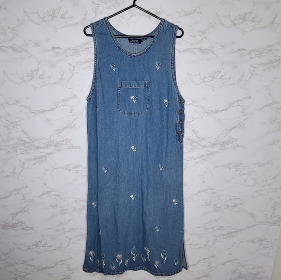 MPH Collection Dresses Vintage Mph Collection Denim Embroidered